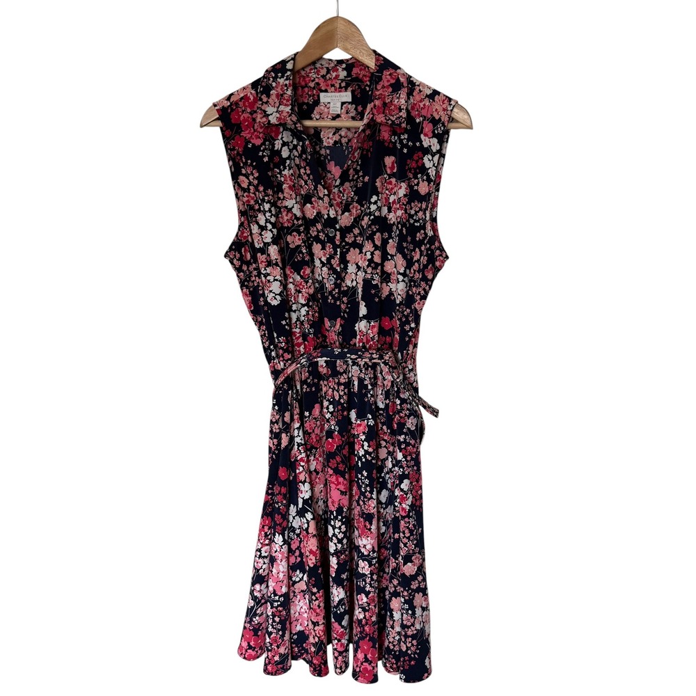 Charter Club Shirt Dress Womens 16P Pink NEW Floral Sleeveless Belted Petite‎